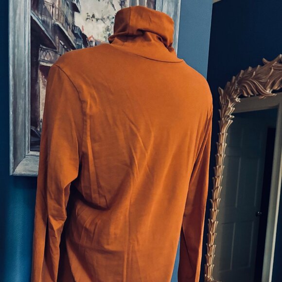 Cinnamon/Pumpkin colored Turtleneck Top by Peruvian Connection - Size XL - Picture 3 of 8